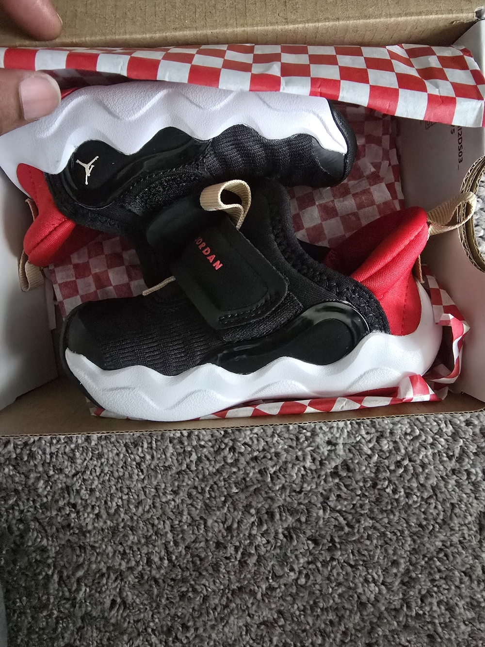 Jordan Kids' Black, Red & White Slip-On Sneakers
